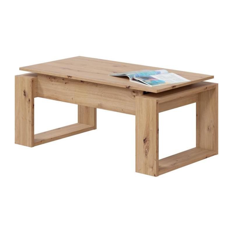 Table basse relevable Baltik en chêne - Rectangulaire 105 x 55 x 45 cm