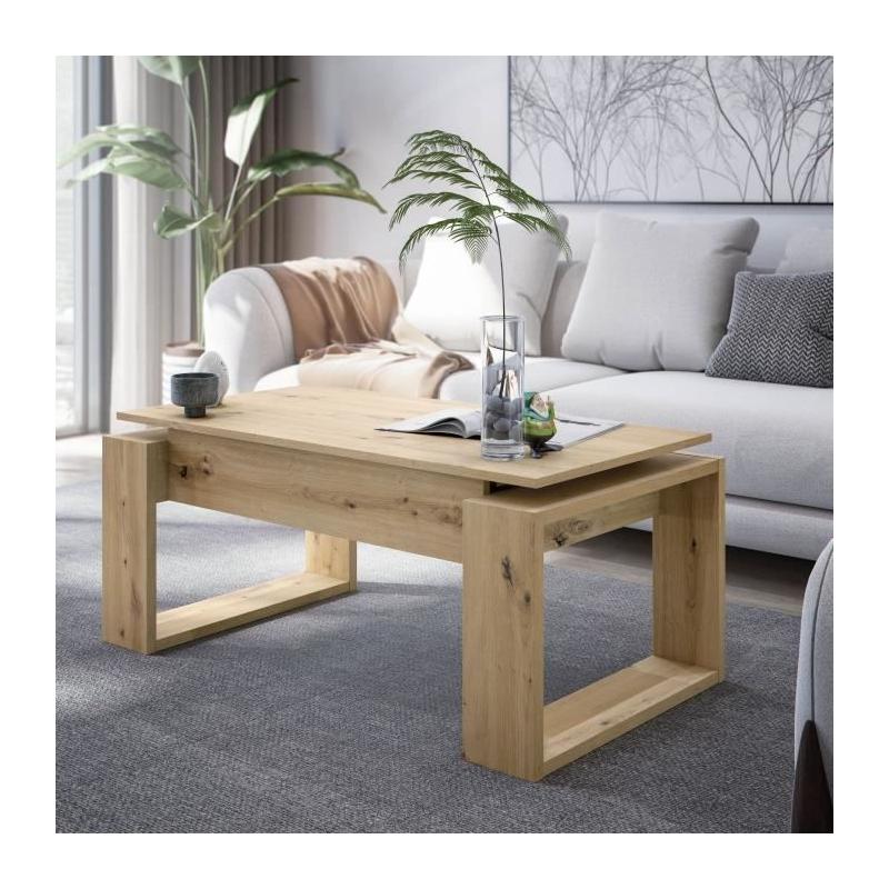 Table basse relevable Baltik en chêne - Rectangulaire 105 x 55 x 45 cm