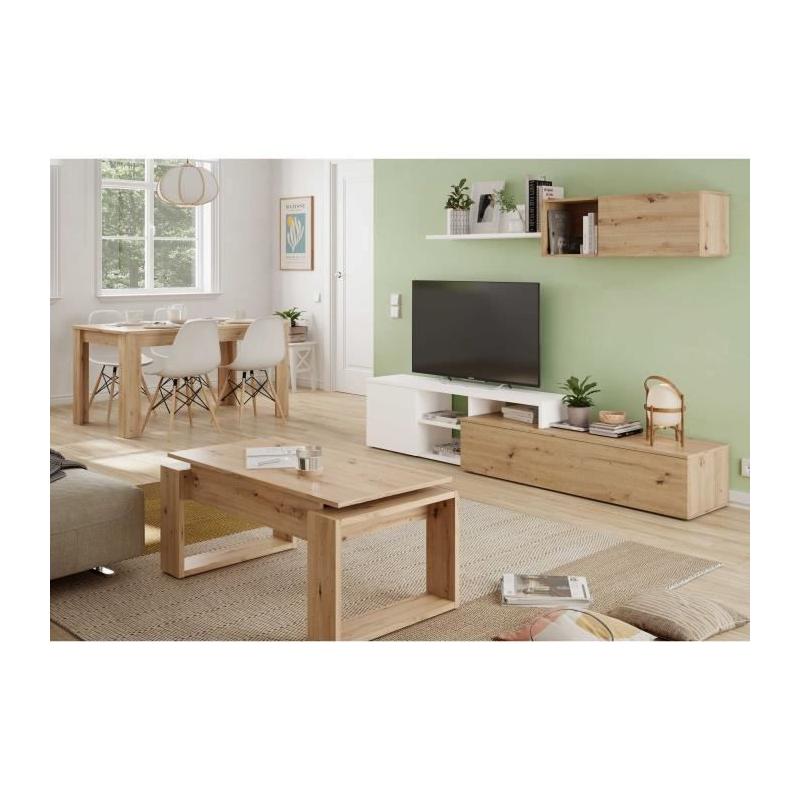 Table basse relevable Baltik en chêne - Rectangulaire 105 x 55 x 45 cm