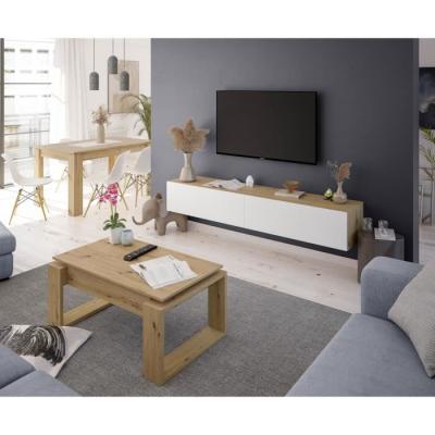 Table basse relevable Baltik en chêne - Rectangulaire 105 x 55 x 45 cm