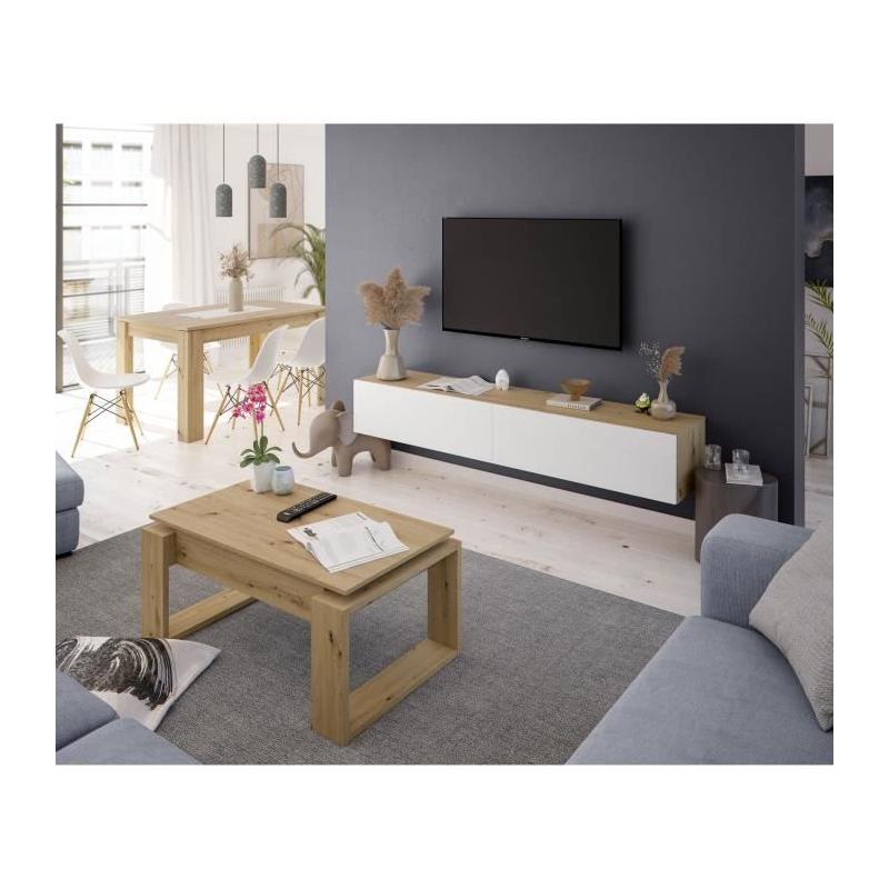 Table basse relevable Baltik en chêne - Rectangulaire 105 x 55 x 45 cm