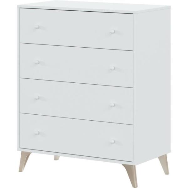 Commode - Sweet - 4 tiroirs - Blanc - 95 x 77.5 x 40 cm