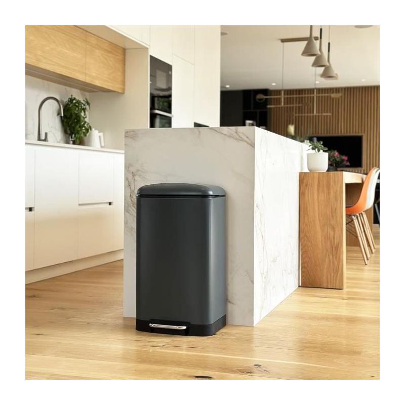 Poubelle de cuisine design à pédale - GREENWICH - KITCHEN MOVE - 40L - Gris mat