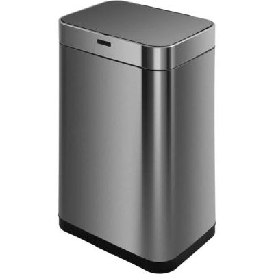 Poubelle de cuisine automatique design - 60L - Inox avec cerclage