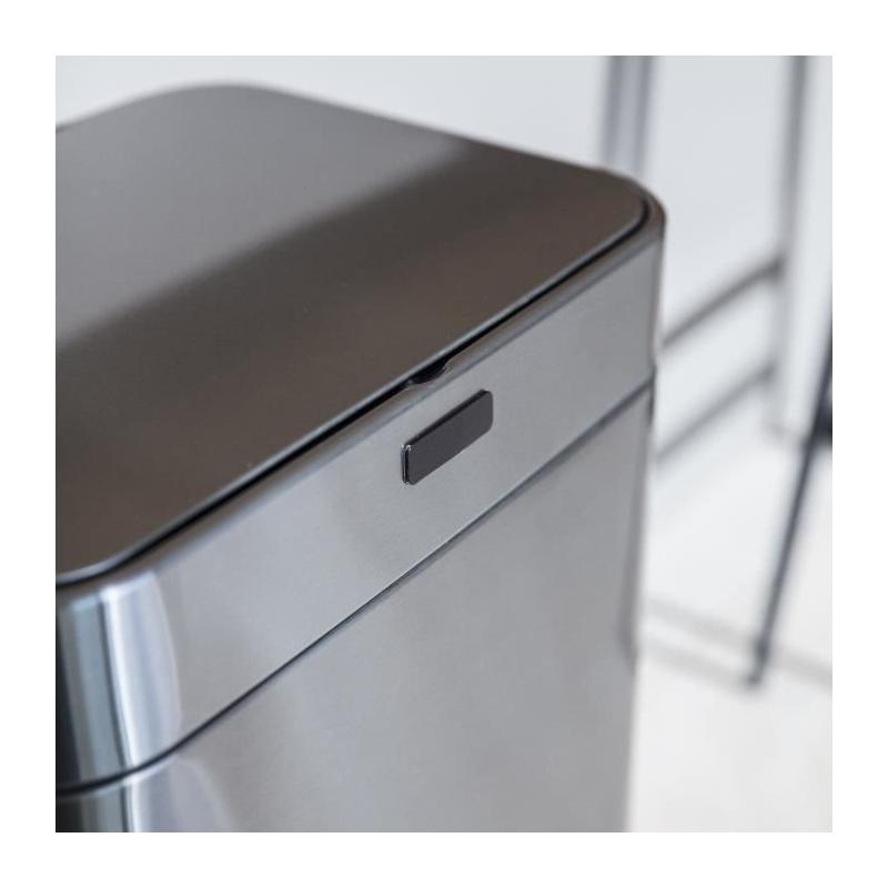 Poubelle de cuisine automatique design - 60L - Inox avec cerclage