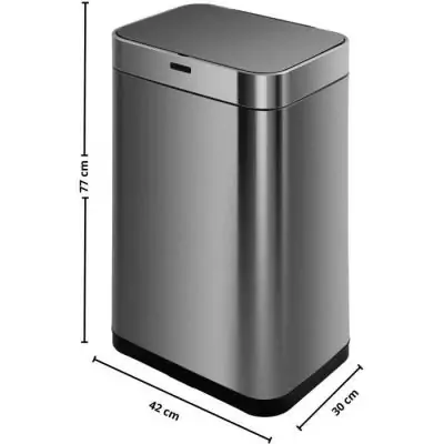 Poubelle de cuisine automatique design - 60L - Inox avec cerclage