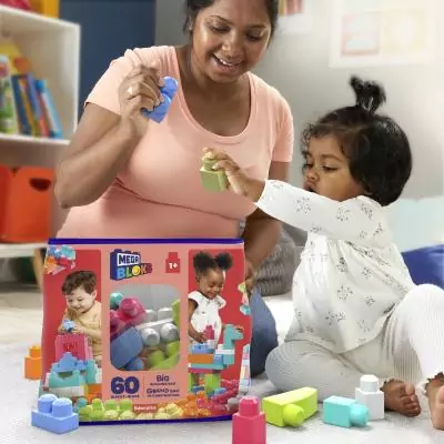 MEGA BLOKS - Sac de Construction Rose 60 Pièces - First Builders