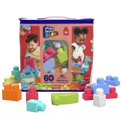 MEGA BLOKS - Sac de Construction Rose 60 Pièces - First Builders