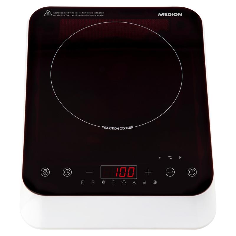 MEDION MD 18490 - Plaque à induction - 2000 W - 10 niveaux de température - 8 programmes automatiques - Noir