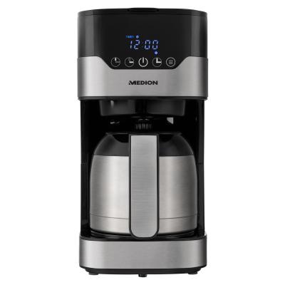MEDION MD 18458 - Cafetière filtre programmable avec carafe isotherme - 900 Watt - 1,2 Litres - Argent