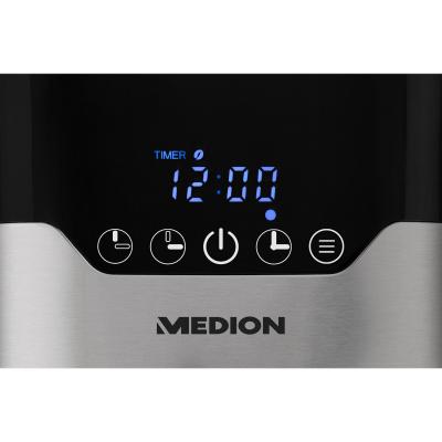 MEDION MD 18458 - Cafetière filtre programmable avec carafe isotherme - 900 Watt - 1,2 Litres - Argent