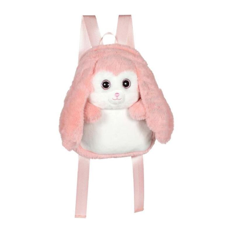 Sac à dos en peluche Lapin rose et blanc 30 cm - GIPSY TOYS