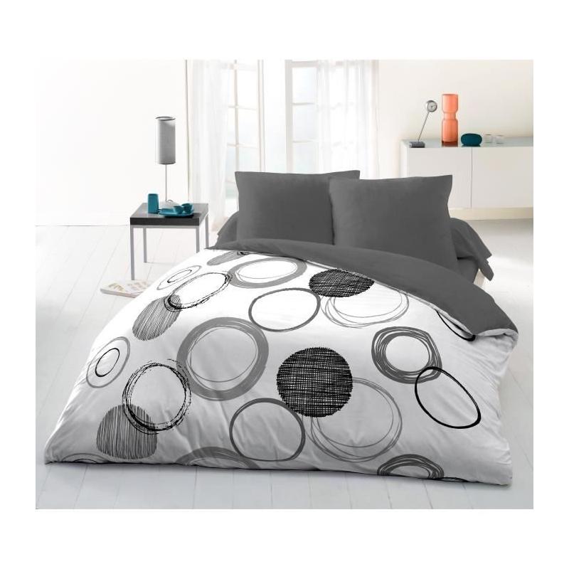 Parure de couette microfibre Audace - Gris clair - HOME LINGE