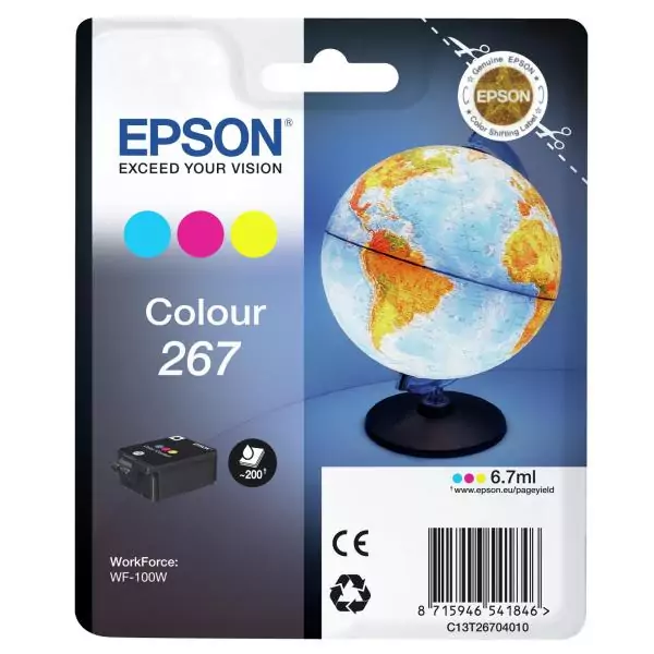 Cartouche d'encre EPSON Multipack 267 - Globe - Cyan, Magenta, Jaune - Capacité standard 200 pages