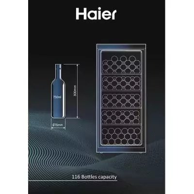 Haier HWS116GAE Refroidisseur de vin compresseur Pose libre Noir 116 bouteille(s)