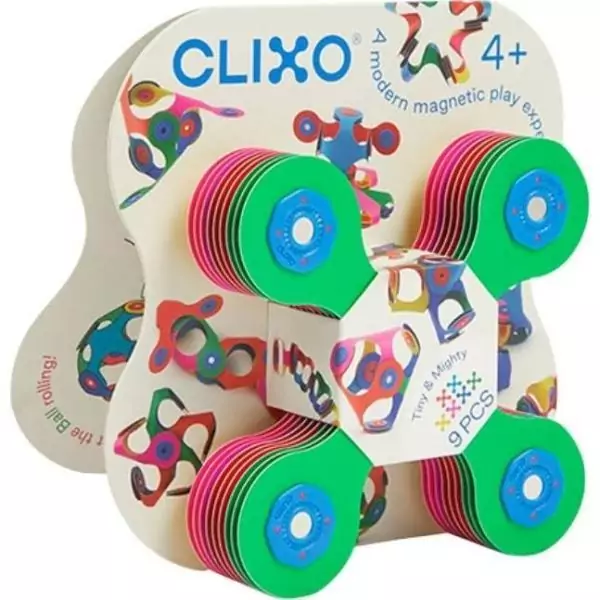 Tiny & Mighty CLIXO - GIPSY TOYS - Jeu de construction magnétique, flexible, durable et imaginatif - 9 pieces - Des 4 ans