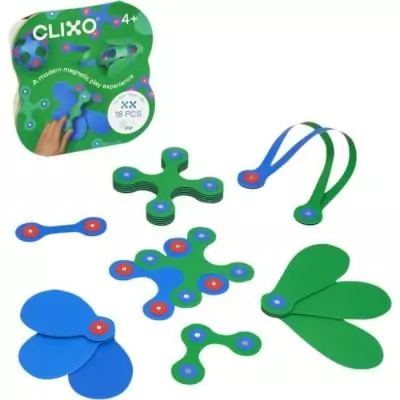 Amusez-vous avec Itsy CLIXO - Jeu magnétique 18 pièces - Bleu/vert Amusez-vous avec Itsy CLIXO - Jeu magnétique 18 pièces - Bleu/vert