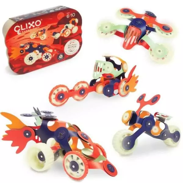 Mars Rovers CLIXO - GIPSY TOYS - Jeu de construction magnétique, flexible - 30 pcs - des 6 ans - Brille dans la nuit