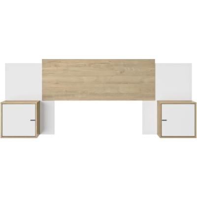 Tete de lit extensible ALIX - Châtaignier naturel / Blanc