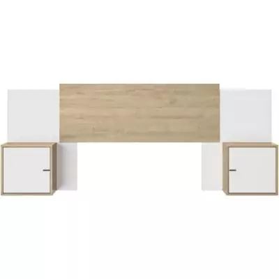 Tete de lit extensible ALIX - Châtaignier naturel / Blanc Tete de lit extensible ALIX - Châtaignier naturel / Blanc