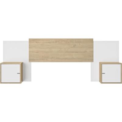 Tete de lit extensible ALIX - Châtaignier naturel / Blanc