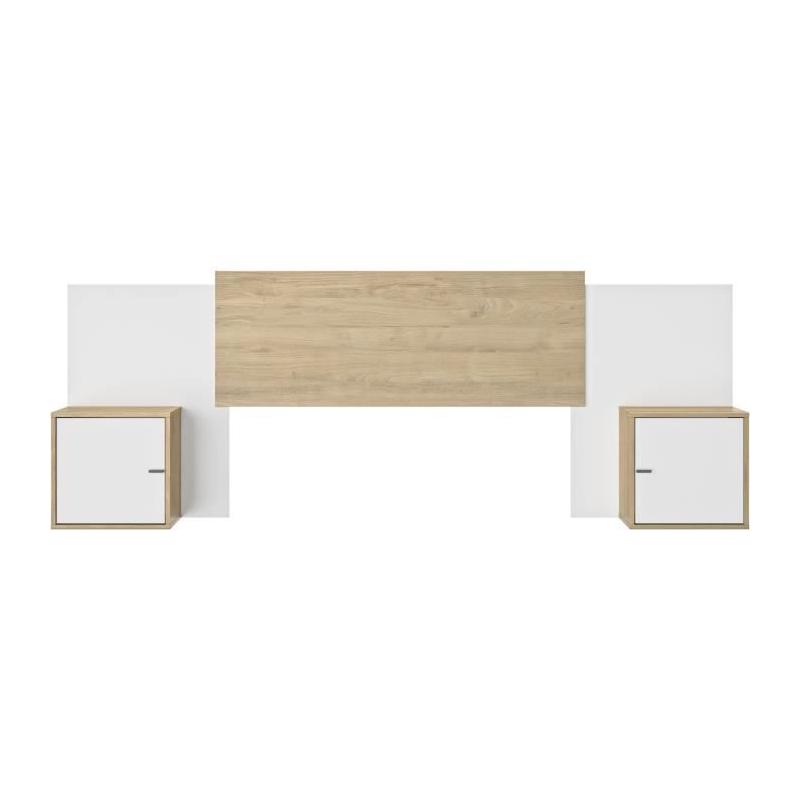 Tete de lit extensible ALIX - Châtaignier naturel / Blanc