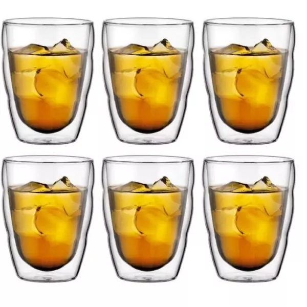 Set 6 verres thermo - BODUM - Pilatus - Double paroi - 0.25 l - Transparent