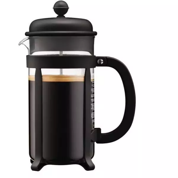 Cafetiere a piston - BODUM - Java - Monture et couvercle en plastique - 8 tasses - 1 l - Noir