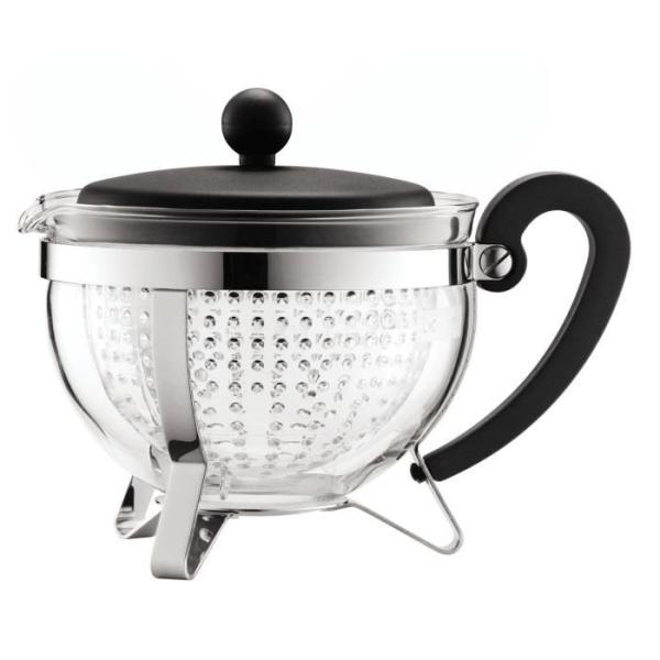 Théiere - Bodum - Chambord - 1 L - Verre - Acier inoxydable - Gris