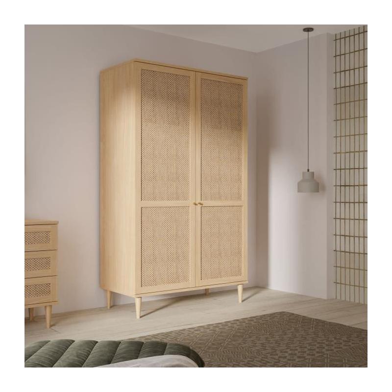 Armoire de chambre CALASETTEA - Style chêne - 2 portes battantes