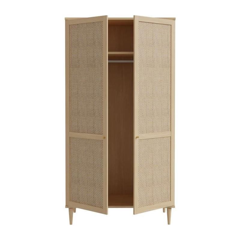 Armoire de chambre CALASETTEA - Style chêne - 2 portes battantes