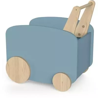 Chariot de rangement scandinave à roulettes - FIRMIANA - Bleu orage - 49,8 x 35 x 52,5 cm