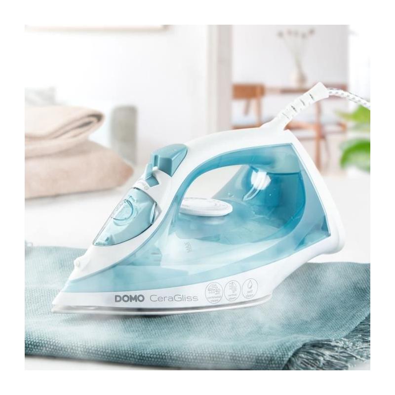 Fer à repasser vapeur DOMO DO7060S CeraGliss - 2400 W - 40 g/min - Bleu