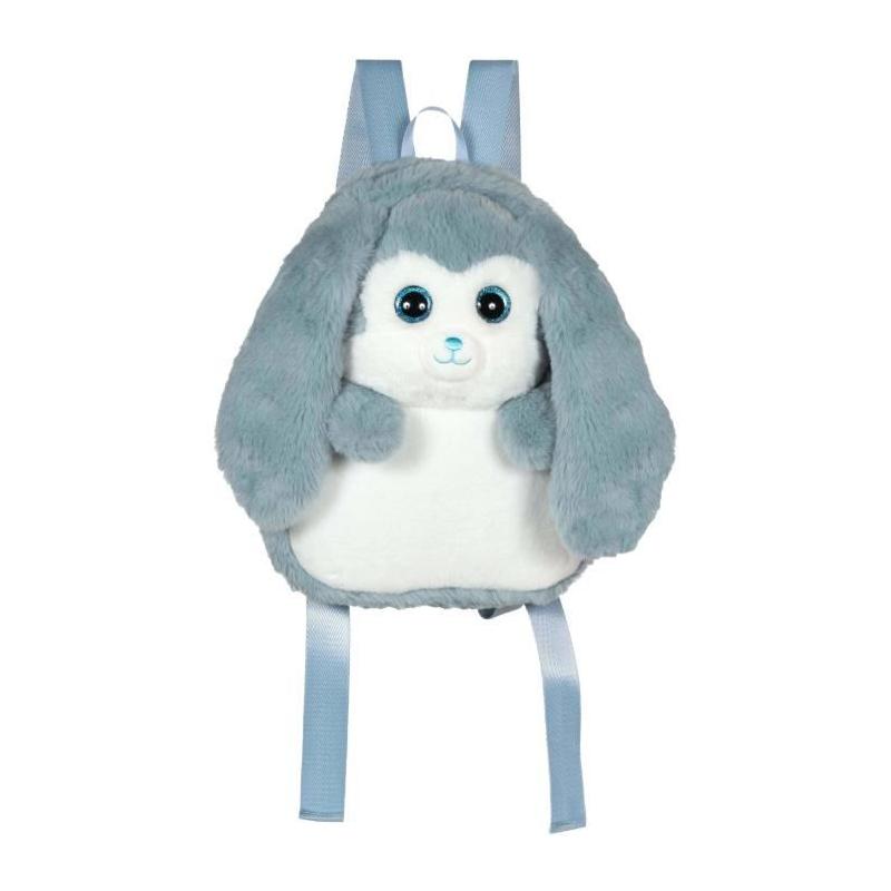 Sac à dos en peluche - Lapin bleu et blanc 30 cm