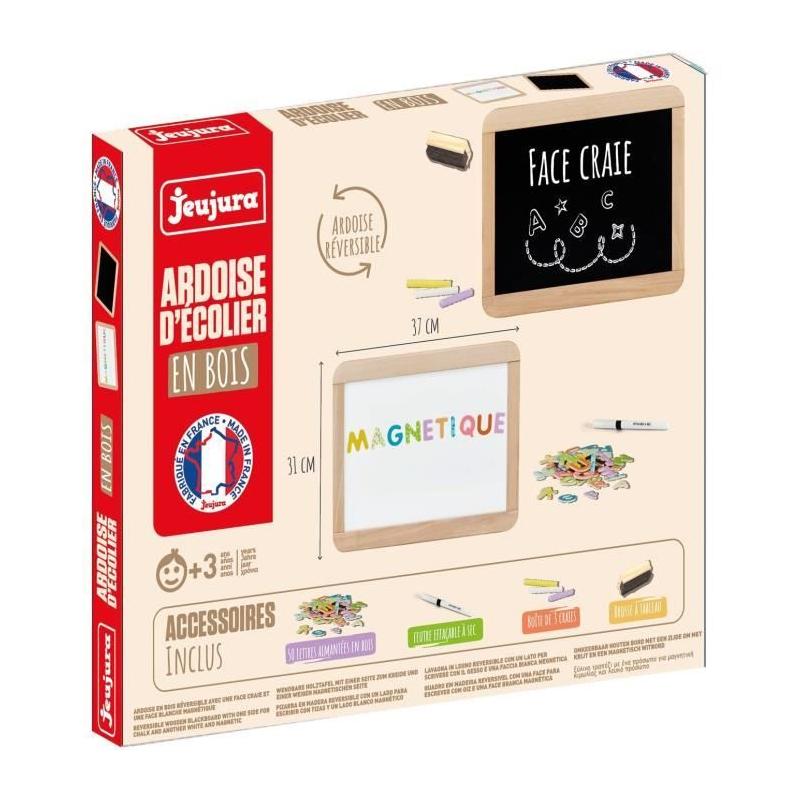 Tableau enfant double face magnétique - Ardoise en bois JEUJURA