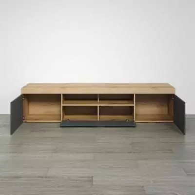 Meuble TV Tyler Urbain Gris Anthracite - Chene Miel Meuble TV Tyler Urbain Gris Anthracite - Chene Miel