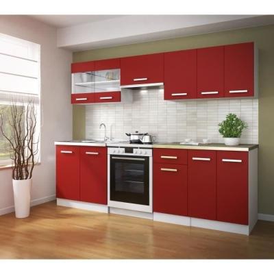 Meuble haut vitré cuisine 80 cm - Rouge mat