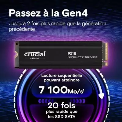 Disque Dur SSD Crucial 4 To PCIe Gen4 NVMe - Performances incroyables Disque Dur SSD Crucial 4 To PCIe Gen4 NVMe - Performances incroyables
