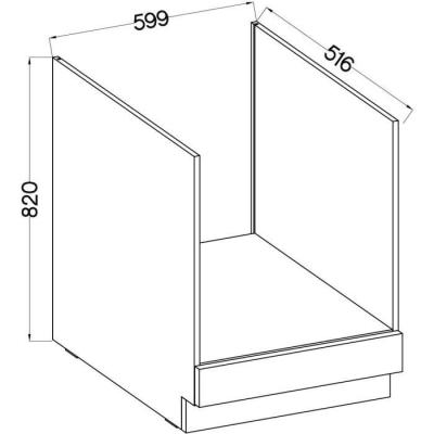 Meuble bas pour four encastrable - Gris mat élégant - L 60 x P 51,6 x H 85 cm