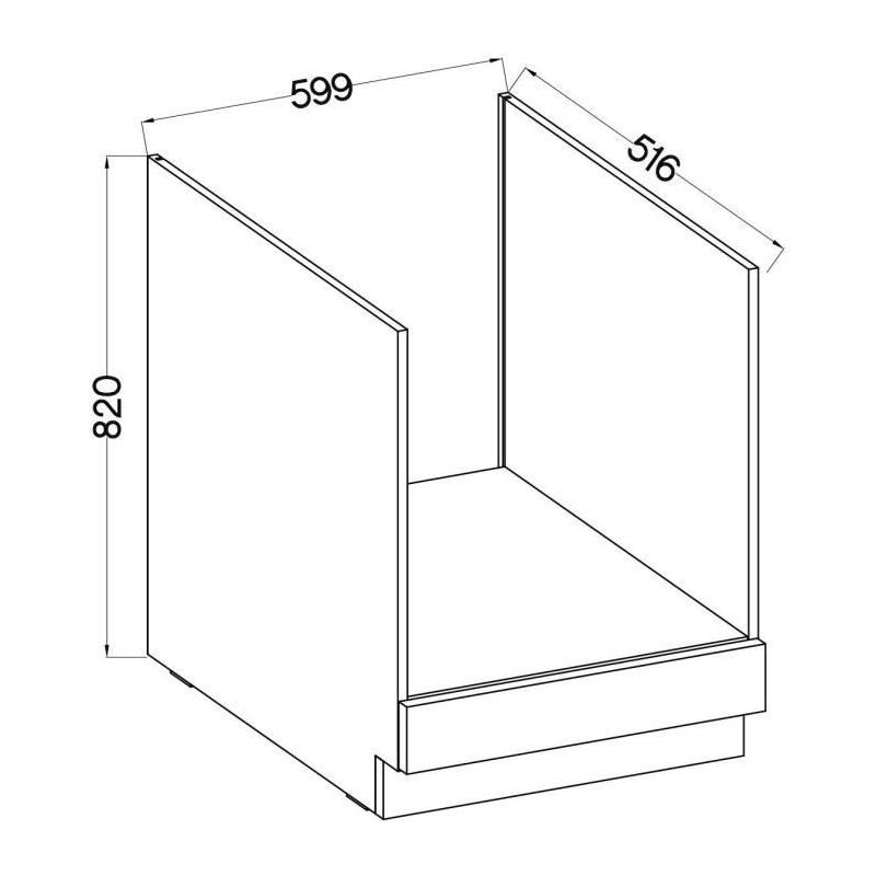 Meuble bas pour four encastrable - Gris mat élégant - L 60 x P 51,6 x H 85 cm
