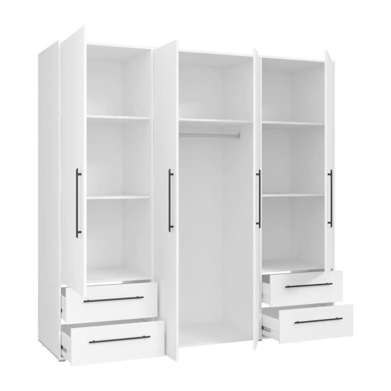 Armoire de chambre MOKKARIS blanc mat - Spacieuse et élégante