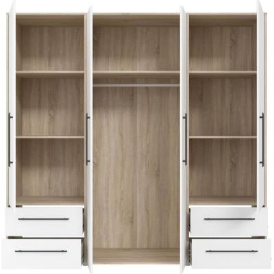 Armoire de chambre MOKKARIS - Chene Sonoma / Blanc mat - 4 portes