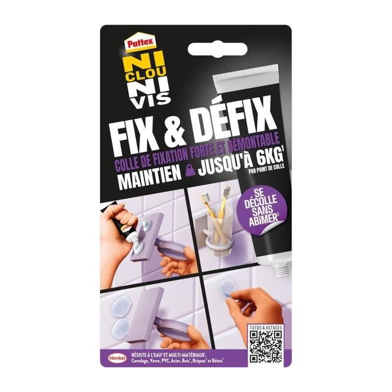 Colle Fixation PATTEX Ni clou ni vis - Fix & Défix - 44g