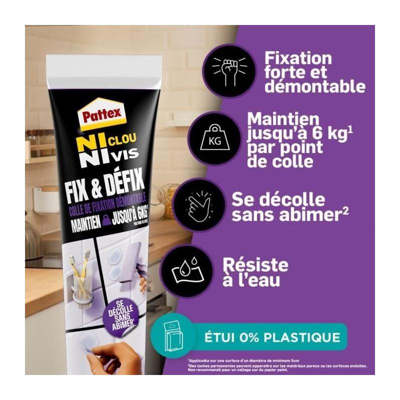 Colle Fixation PATTEX Ni clou ni vis - Fix & Défix - 44g