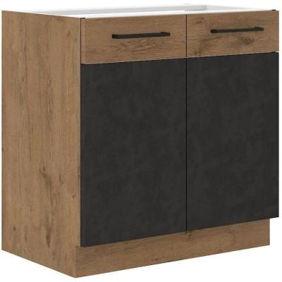 Meuble bas ROCK - Chene Lancelot et gris matera
