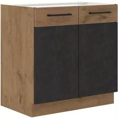 Meuble bas ROCK - Chene Lancelot et gris matera