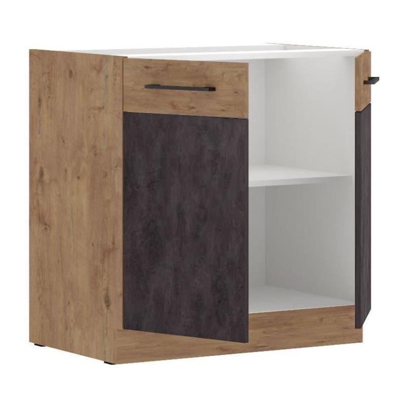 Meuble bas ROCK - Chene Lancelot et gris matera
