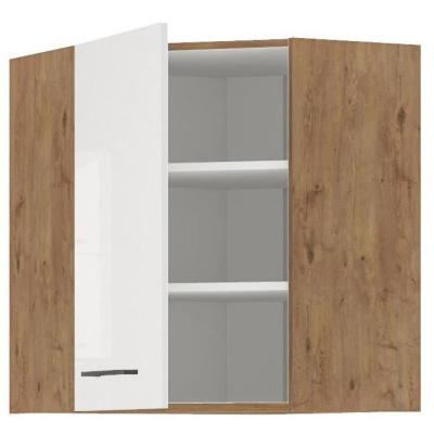 Meuble d'angle ROCK - Chene Lancelot/Blanc brillant - 58 x 58 cm