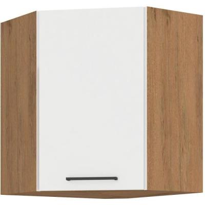Meuble d'angle ROCK - Chene Lancelot/Blanc brillant - 58 x 58 cm
