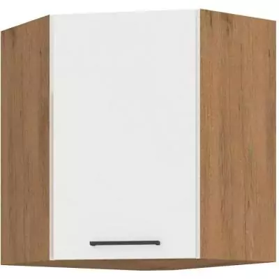 Meuble d'angle ROCK - Chene Lancelot/Blanc brillant - 58 x 58 cm